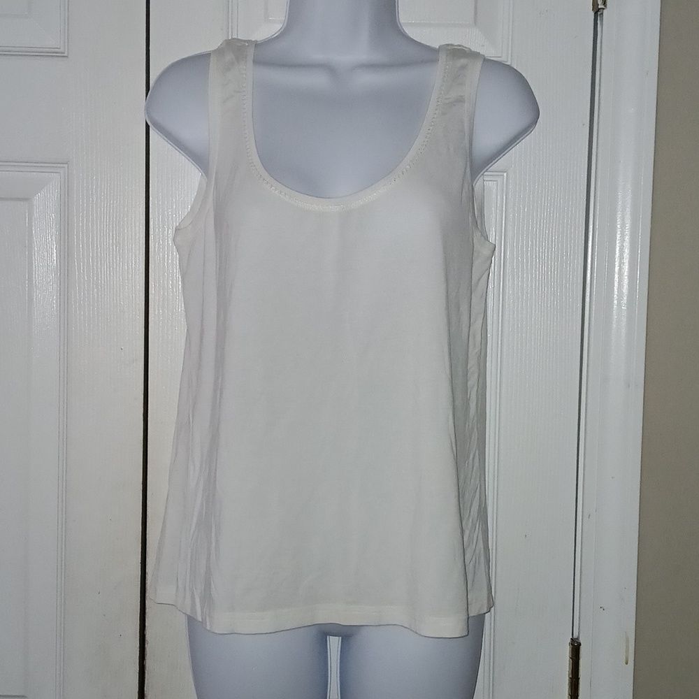 Peck & Peck Collection white tank top Sz L NWOT